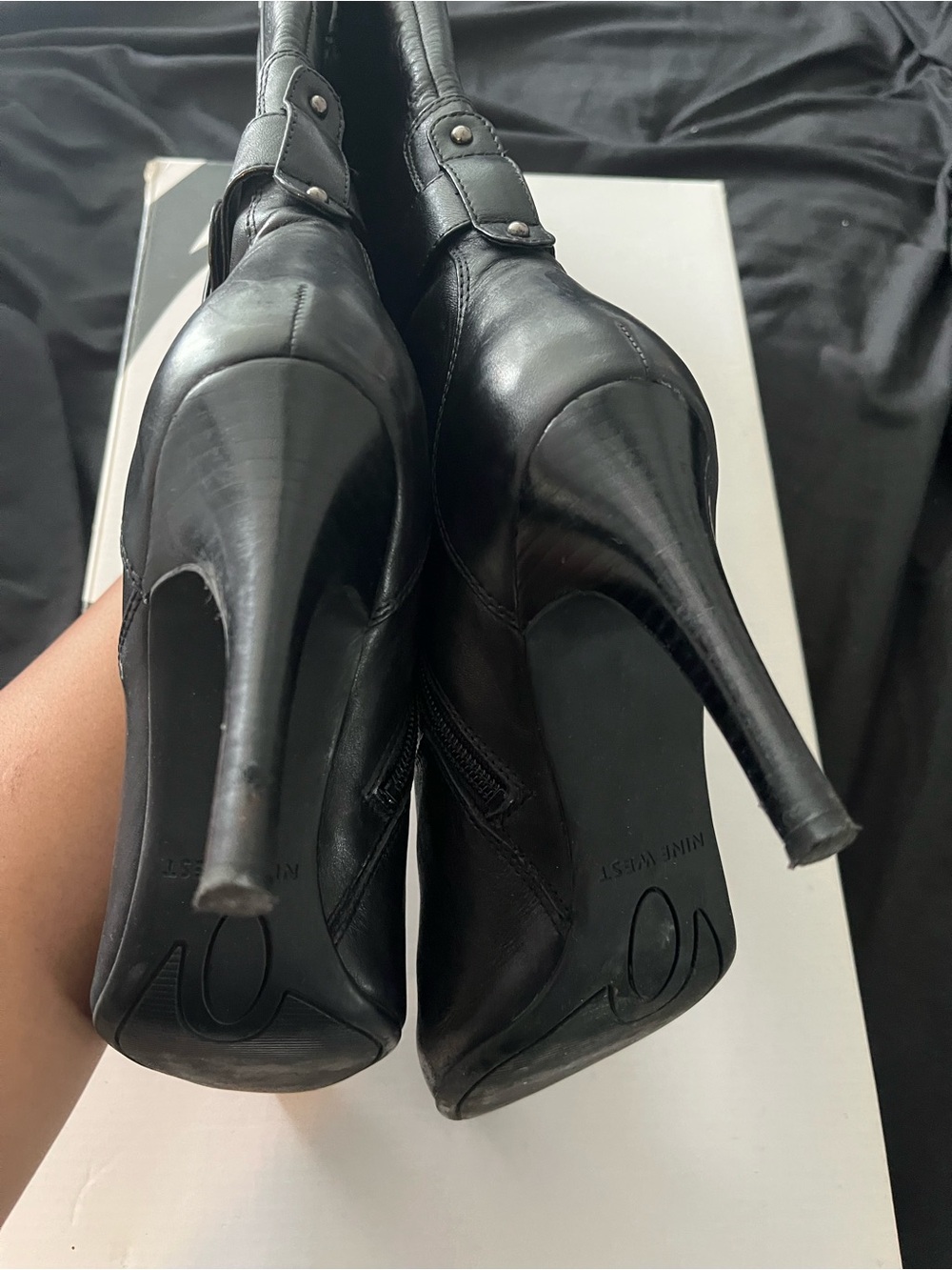 Nine West Black Pointed Toe Knee-High Stiletto Boots - Picture 6 of 10